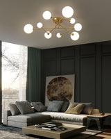 Modern Sputnik Ceiling Light  Brass Arms with Glass Globes - Product detail 6