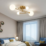 Modern Sputnik Ceiling Light  Brass Arms with Glass Globes - Product detail 13