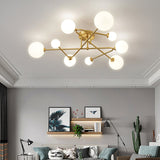 Modern Sputnik Ceiling Light  Brass Arms with Glass Globes - Product detail 14