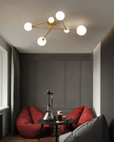 Modern Sputnik Ceiling Light  Brass Arms with Glass Globes - Product detail 10