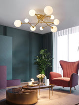 Modern Sputnik Ceiling Light  Brass Arms with Glass Globes - Product detail 8