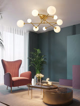 Modern Sputnik Ceiling Light  Brass Arms with Glass Globes - Product detail 9