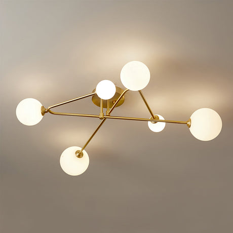 Modern Sputnik Ceiling Light  Brass Arms with Glass Globes - Product detail 20