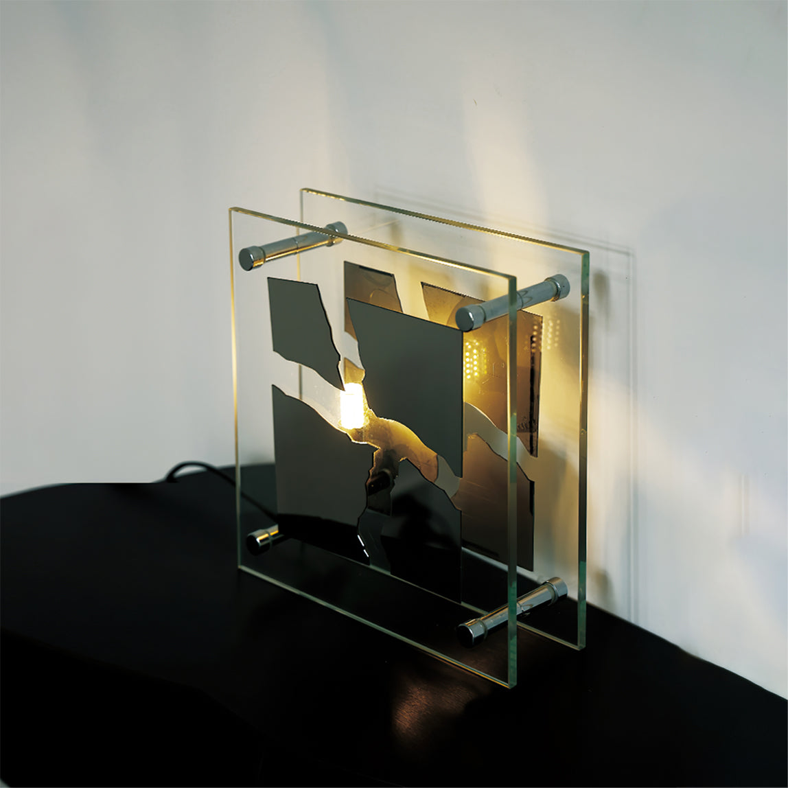Modern Glass Table Lamp  Square Geometric Design - Product example