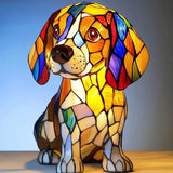 Stained Glass Dog Lamp  Color Changing LED Night Light - Detailed view