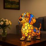 Stained Glass Dog Lamp  Color Changing LED Night Light - Product example