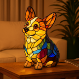 Stained Glass Dog Lamp  Color Changing LED Night Light - Product detail 5