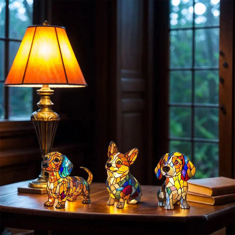 Stained Glass Dog Lamp  Color Changing LED Night Light - Product detail 9