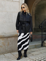 Stand Collar Leather Jacket  Belted PU Quilted Design - Product detail 7