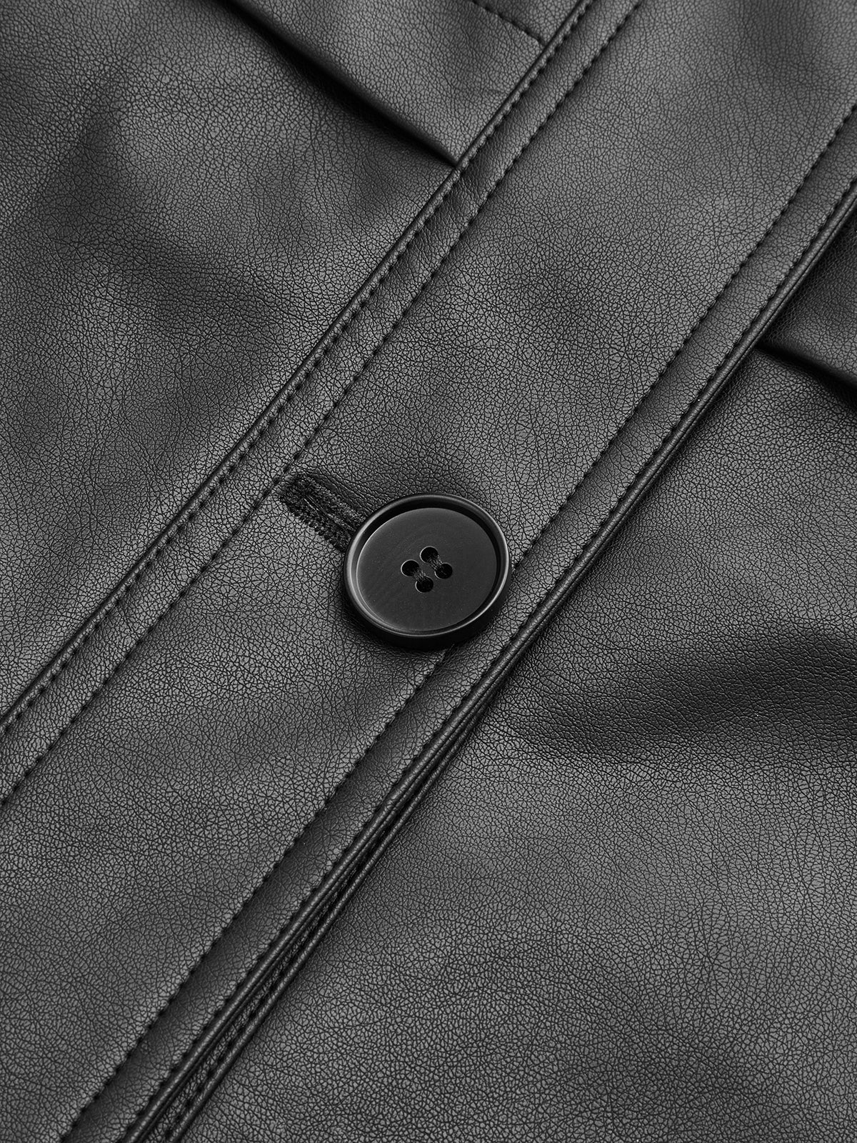 Stand Collar Leather Jacket  Belted PU Quilted Design - Product detail 9