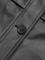 Stand Collar Leather Jacket  Belted PU Quilted Design - Product detail 9