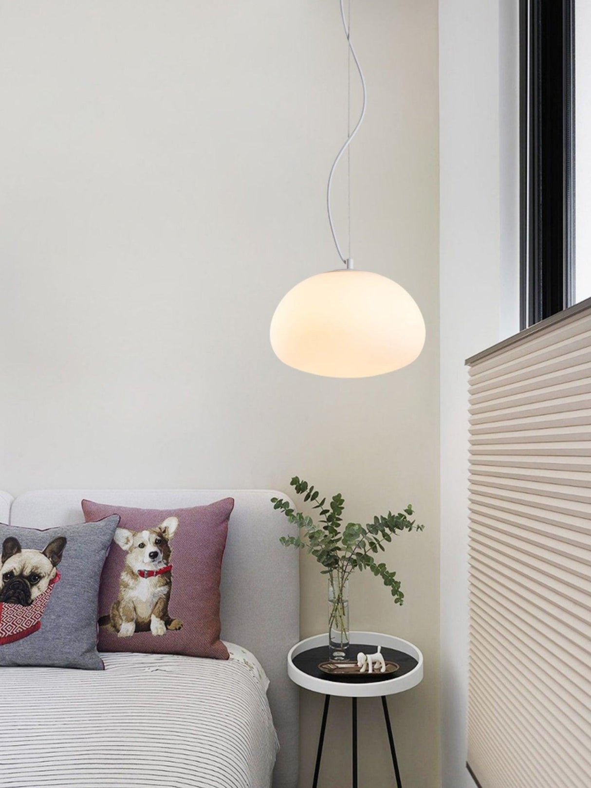 Minimalist Glass Pendant Light  Dome Shaped White Shade - Product detail 14