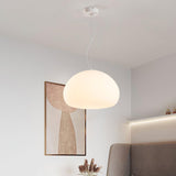 Minimalist Glass Pendant Light  Dome Shaped White Shade - Detailed view