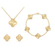 Four Leaf Clover Jewelry Set  Mother of Pearl Gold Plated Collection - Product example