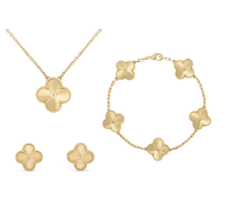 Four Leaf Clover Jewelry Set  Mother of Pearl Gold Plated Collection - Product example