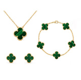 Four Leaf Clover Jewelry Set  Mother of Pearl Gold Plated Collection - Product detail 5