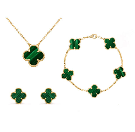 Four Leaf Clover Jewelry Set  Mother of Pearl Gold Plated Collection - Product detail 5