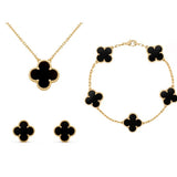 Four Leaf Clover Jewelry Set  Mother of Pearl Gold Plated Collection - Product detail 6
