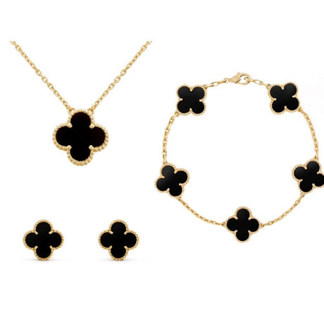 Four Leaf Clover Jewelry Set  Mother of Pearl Gold Plated Collection - Product detail 6