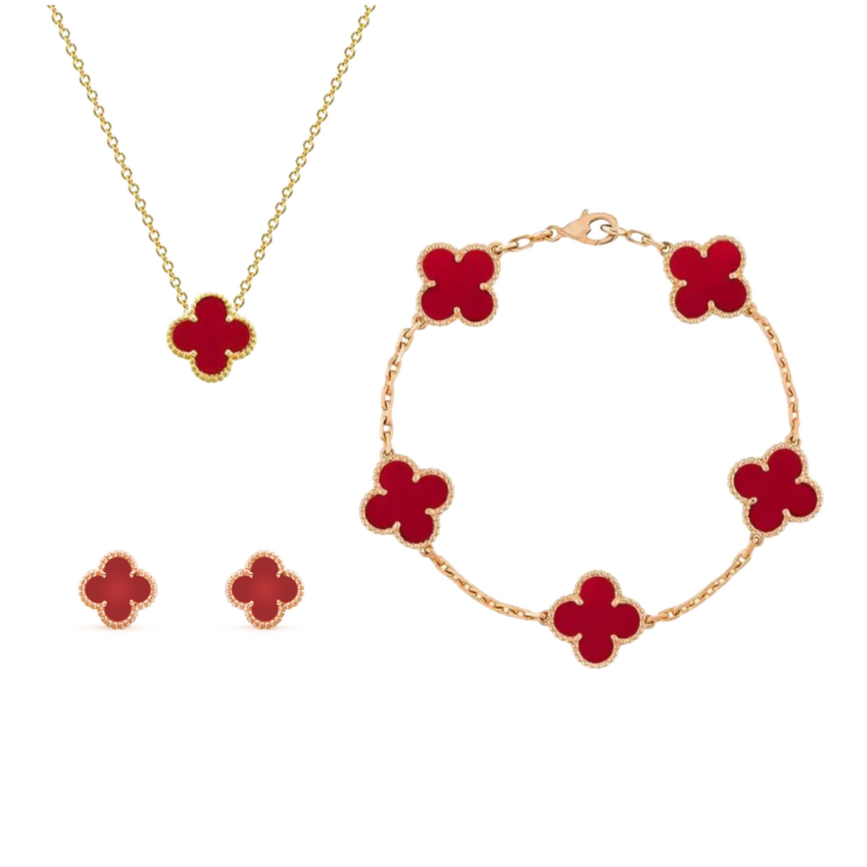 Four Leaf Clover Jewelry Set  Mother of Pearl Gold Plated Collection - Product detail 7