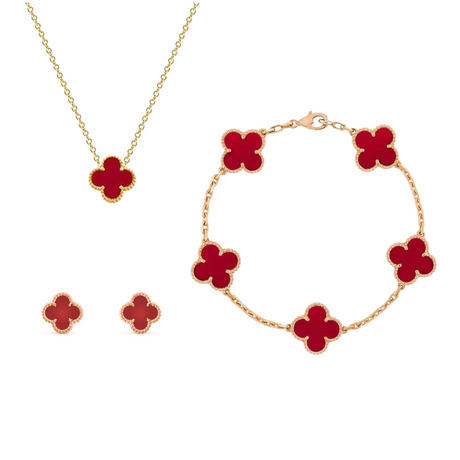 Four Leaf Clover Jewelry Set  Mother of Pearl Gold Plated Collection - Product detail 7