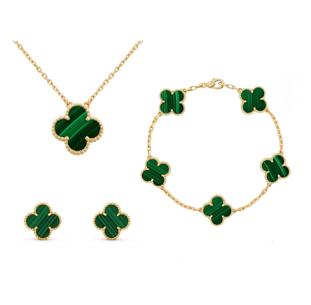 Four Leaf Clover Jewelry Set  Mother of Pearl Gold Plated Collection - Product detail 8