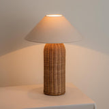 Rattan Table Lamp  Natural Woven Base With Linen Shade - Product detail 6
