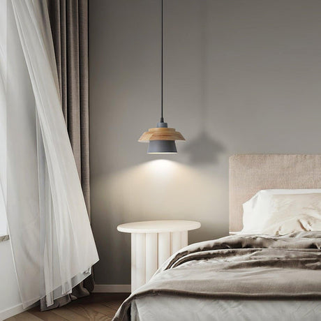 Modern Pendant Light  Wood Glass Shade Design - Product detail 5