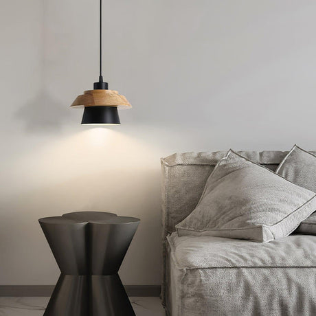 Modern Pendant Light  Wood Glass Shade Design - Product detail 4
