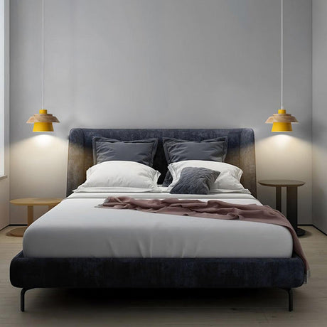 Modern Pendant Light  Wood Glass Shade Design - Detailed view
