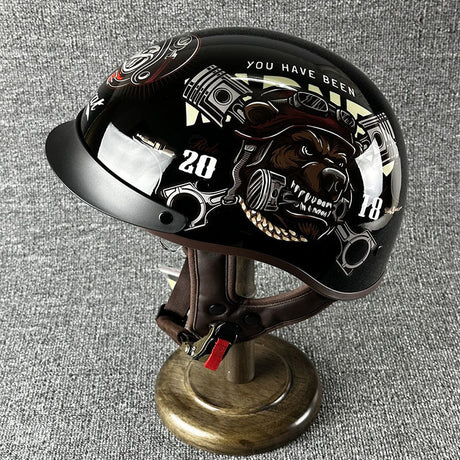 Motorcycle Half Helmet  Urban Chopper Design With Quick Release - Product showcase