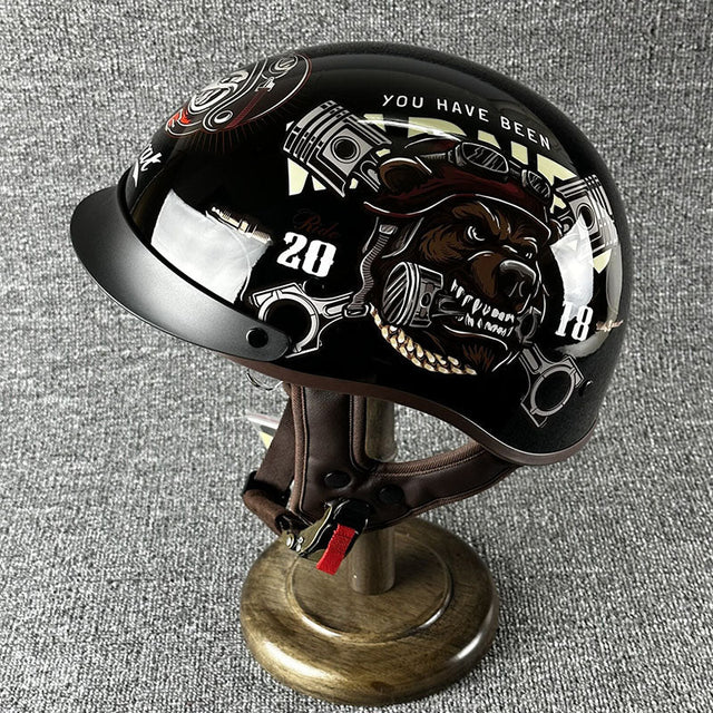 Motorcycle Half Helmet  Urban Chopper Design With Quick Release - Product showcase