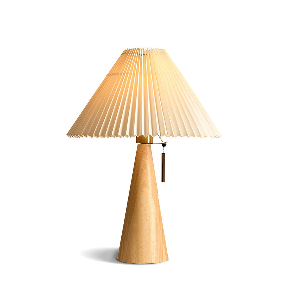 Wooden Table Lamp  Pleated Linen Shade Mid-Century Design - Product detail 51