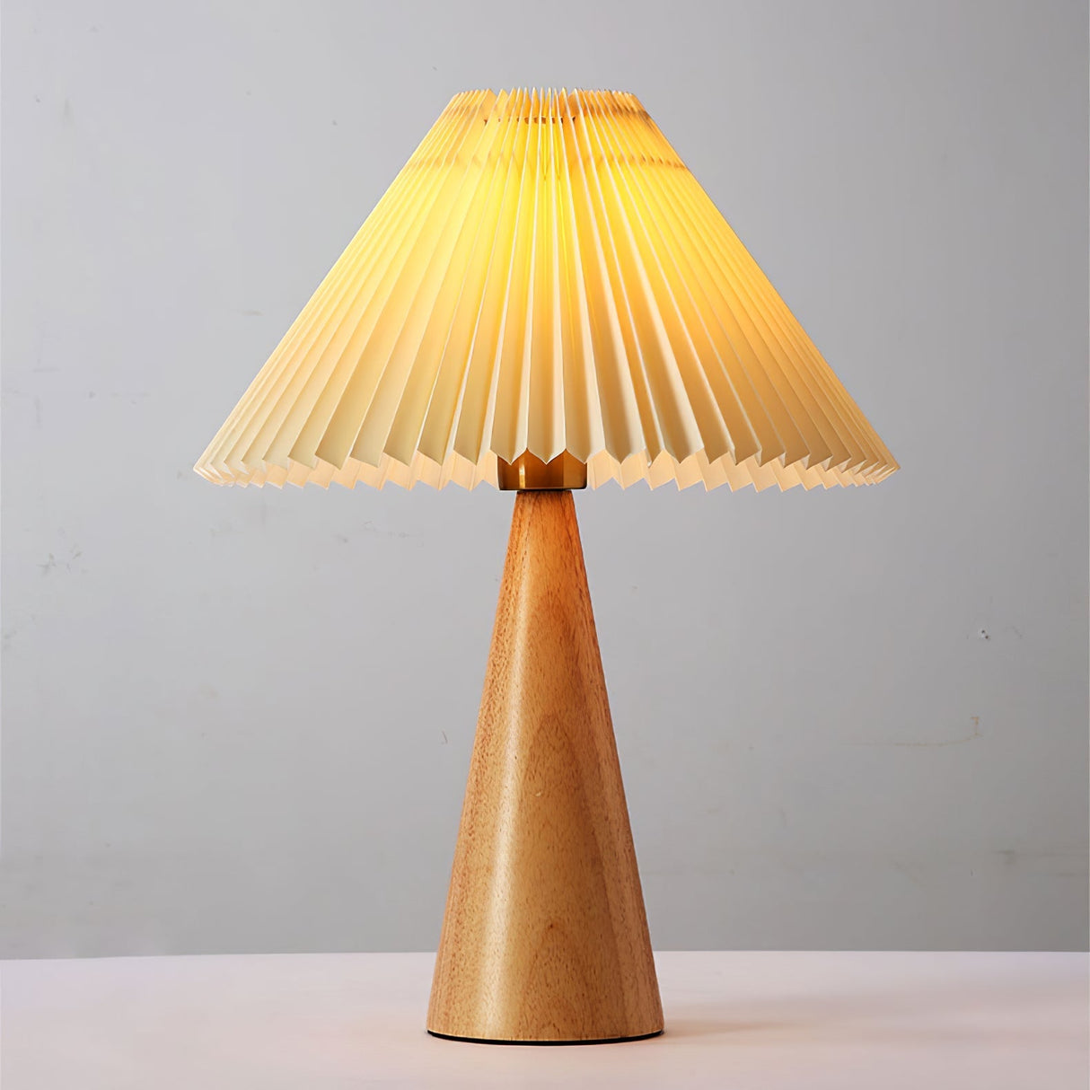 Wooden Table Lamp  Pleated Linen Shade Mid-Century Design - Product detail 12