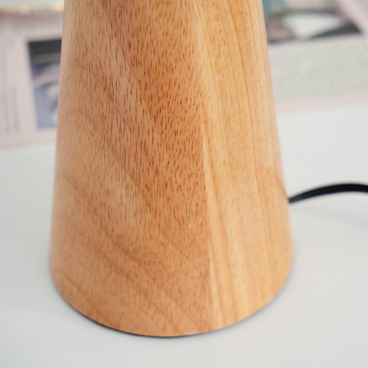 Wooden Table Lamp  Pleated Linen Shade Mid-Century Design - Product detail 21