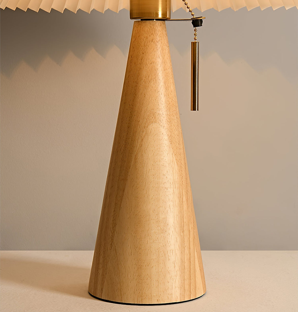 Wooden Table Lamp  Pleated Linen Shade Mid-Century Design - Product detail 47