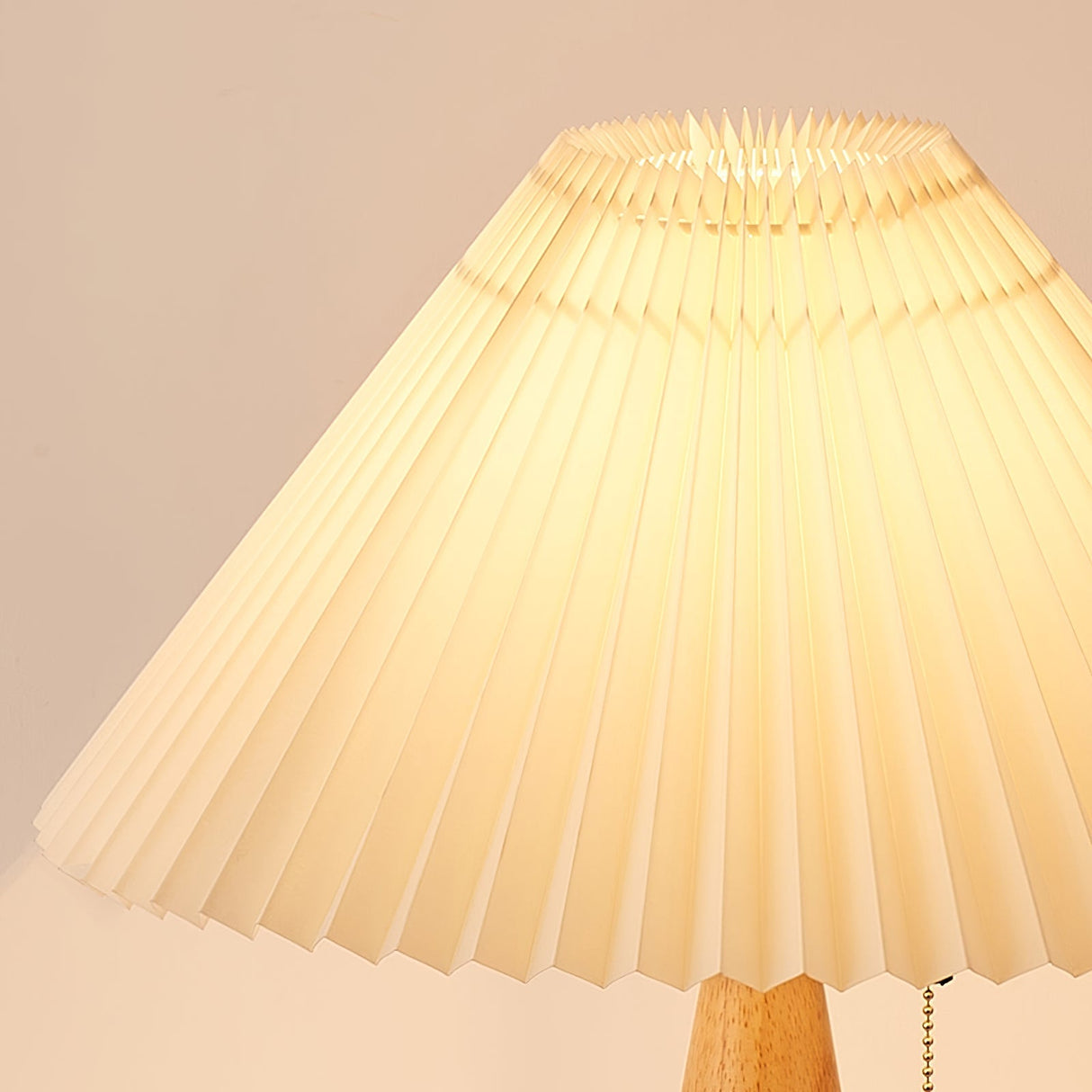 Wooden Table Lamp  Pleated Linen Shade Mid-Century Design - Product detail 49