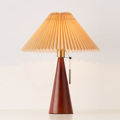 Wooden Table Lamp  Pleated Linen Shade Mid-Century Design - Product detail 53