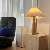 Wooden Table Lamp  Pleated Linen Shade Mid-Century Design - Product detail 5