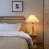 Wooden Table Lamp  Pleated Linen Shade Mid-Century Design - Product detail 6