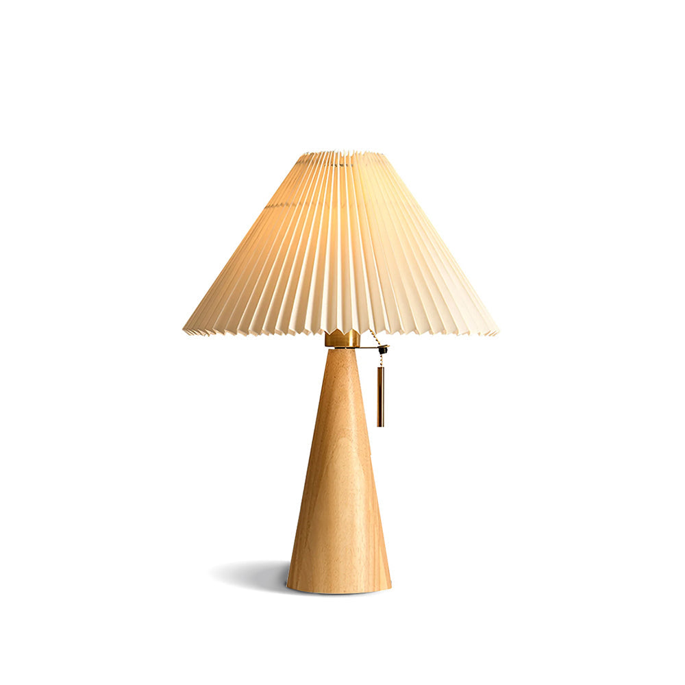 Wooden Table Lamp  Pleated Linen Shade Mid-Century Design - Product detail 54