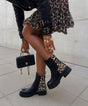 Leopard Print Chelsea Boots  Black Leather With Animal Pattern - Product showcase
