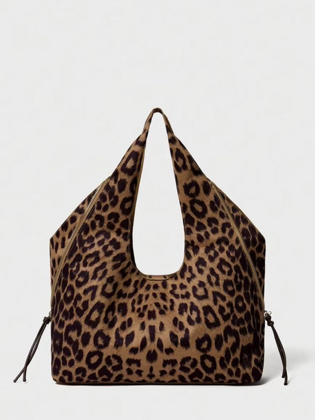Leopard Print Hobo Bag  Premium Suede Finish - Product showcase