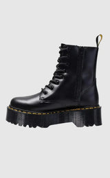 Platform Combat Boots  Black Leather Chunky Sole - Product showcase