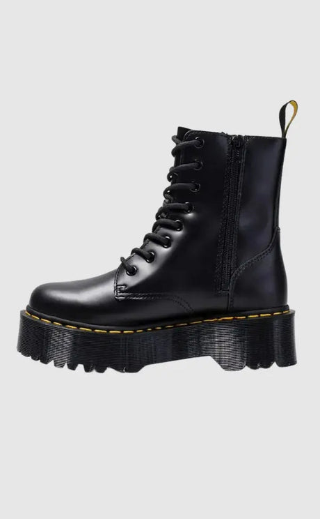 Platform Combat Boots  Black Leather Chunky Sole - Product showcase