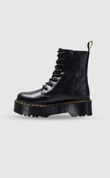 Platform Combat Boots  Black Leather Chunky Sole - Detailed view
