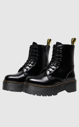 Platform Combat Boots  Black Leather Chunky Sole - Product example