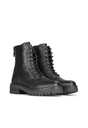 Combat Boots For Women  Python Pattern Leather Lace-Up Design - Product showcase