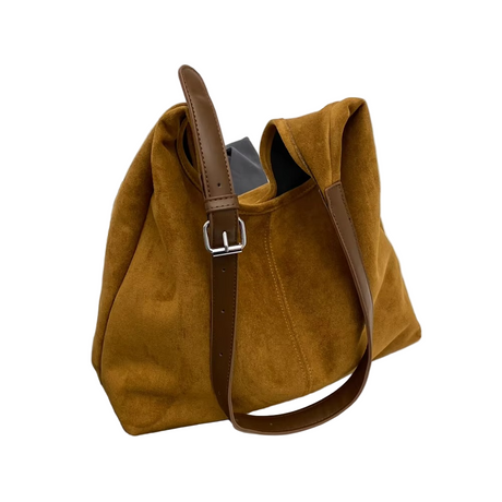 Suede Hobo Bag  Premium Leather Trim With Adjustable Strap - Product showcase