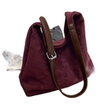 Suede Hobo Bag  Premium Leather Trim With Adjustable Strap - Product example